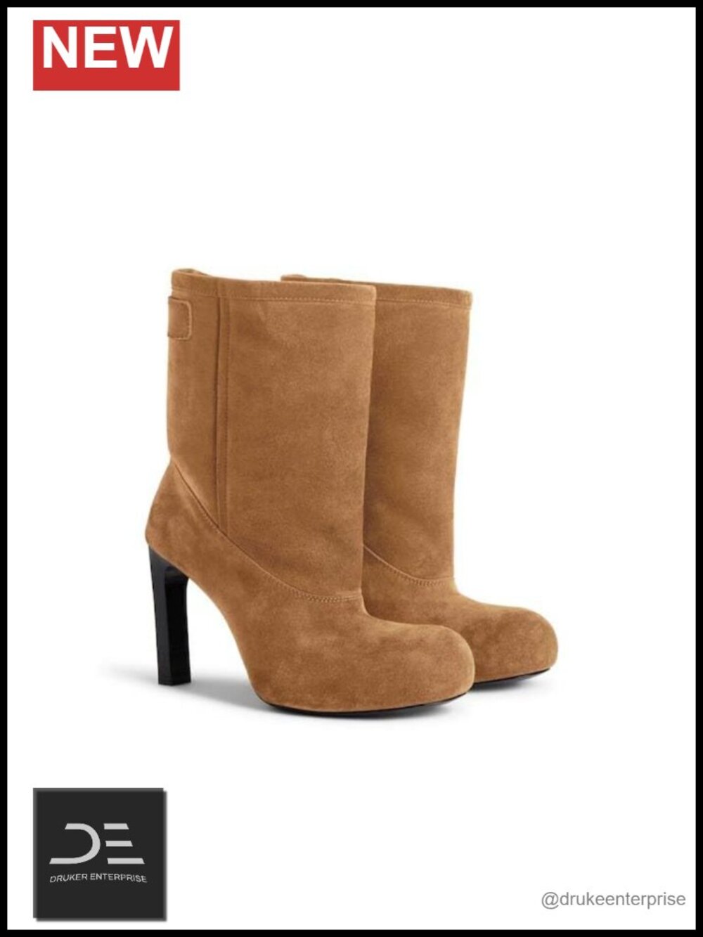 Women's Suede Heeled Ankle Booties Furry Snow Boots Round Toe Winter Shoes